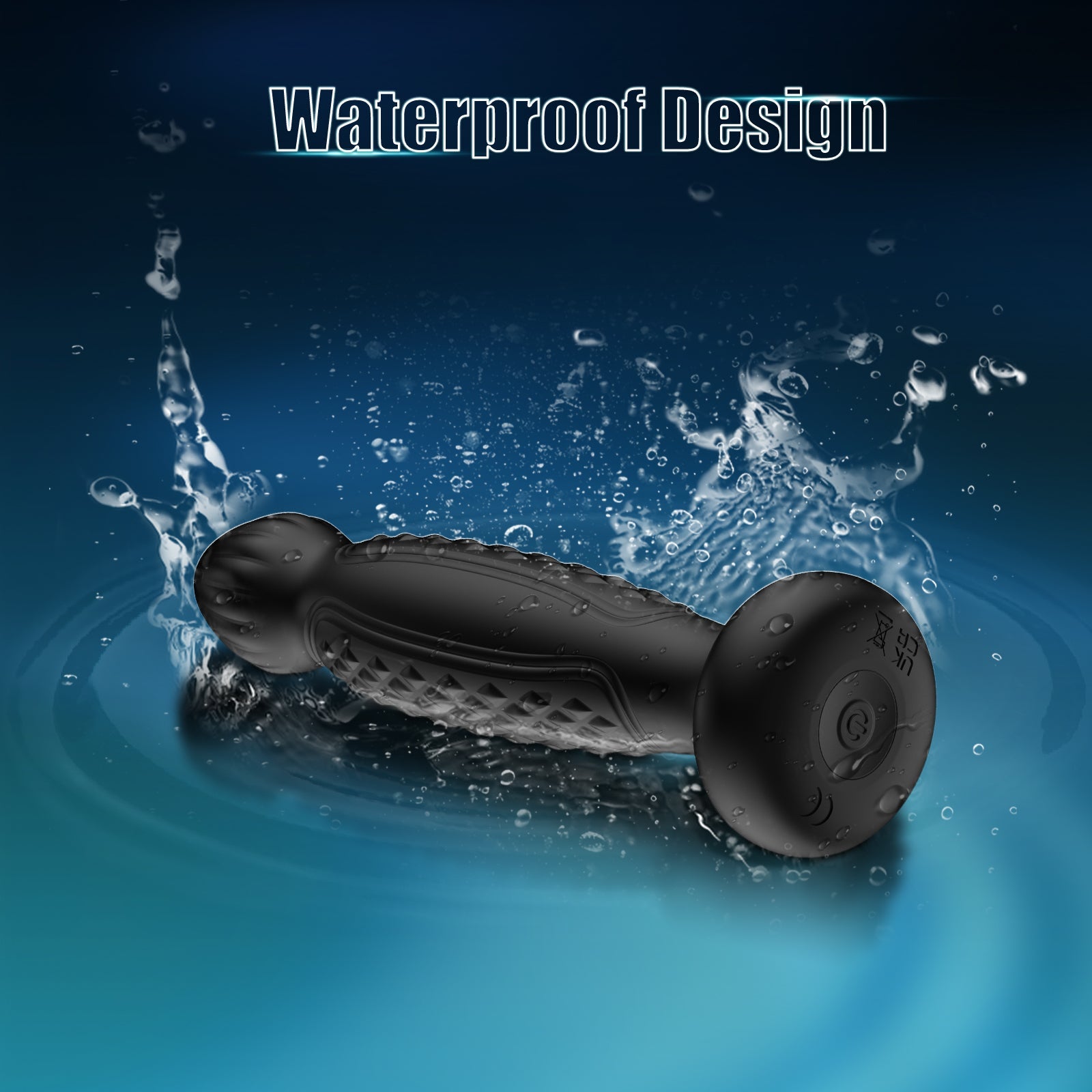 The black simulated silicone electric butt plug has a waterproof design