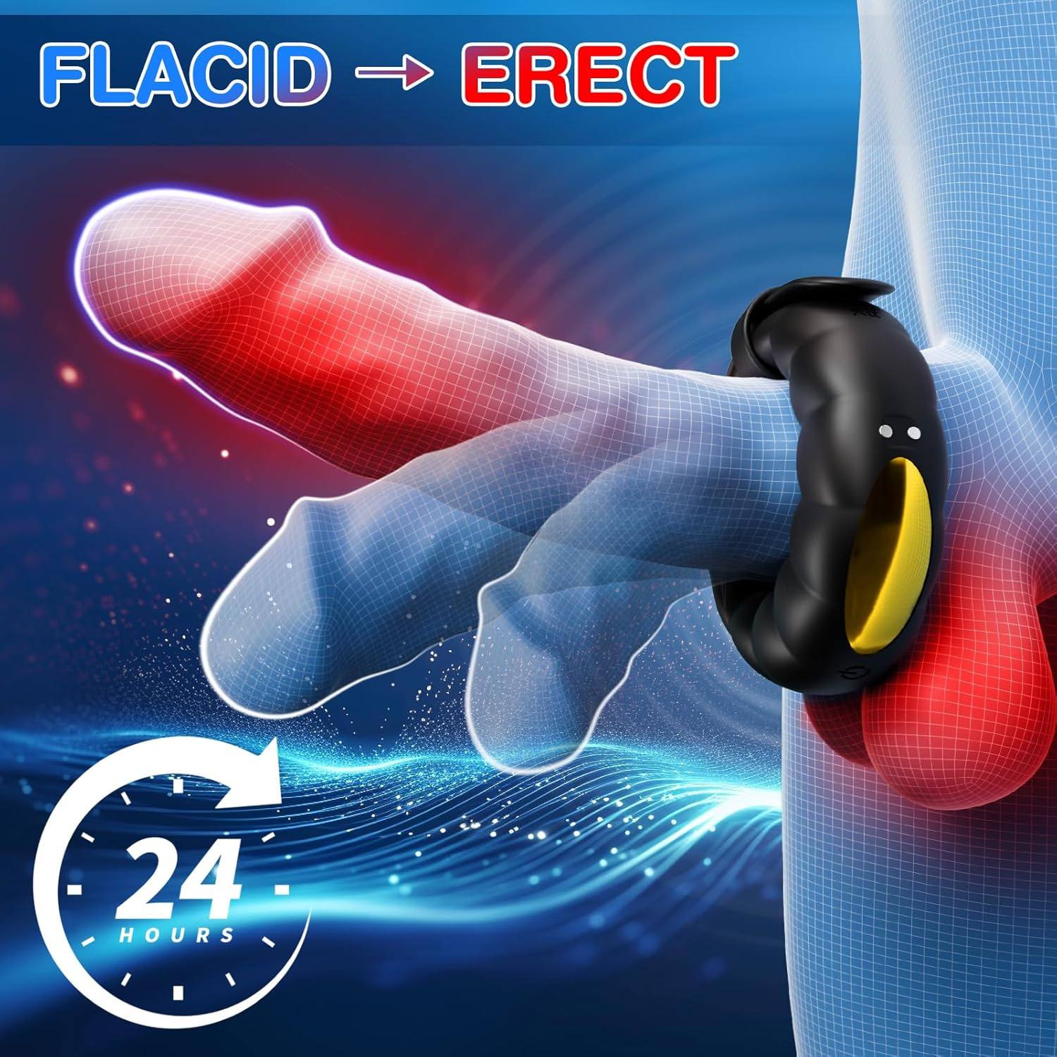 The black strap on the electric male cock ring can help prolong erection time