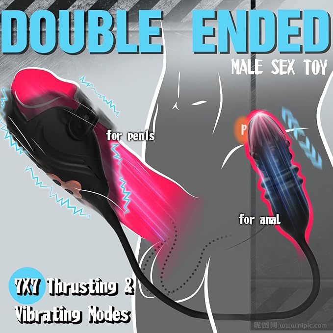 The black threaded male prostate stimulator features a dual-head design that can simultaneously stimulate both the anus and the prostate