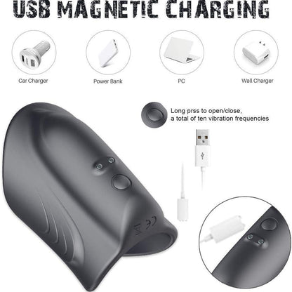 Black training penis automatic male masturbator uses USB magnetic charging