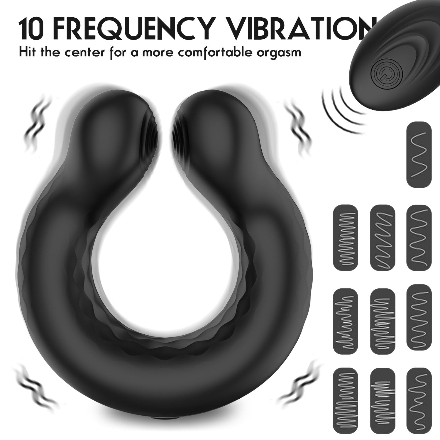 black u shaped electric male cock ring