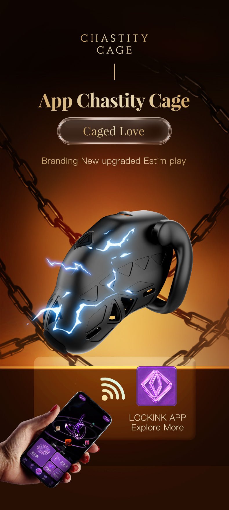 Bluetooth Chastity Device with Electric Pulse & Remote App Control - Nightloom Sex Toy Shop