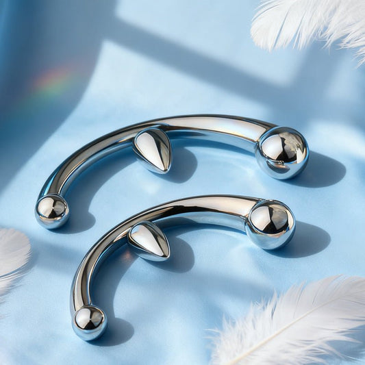 double headed curved metal butt plug