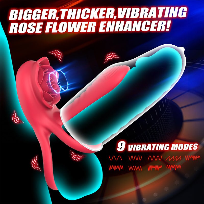 Dual - Motor Silicone Male Stimulation Ring with Rotating Sleeve, Remote Control & Vibrating Tongue - Nightloom Sex Toy Shop