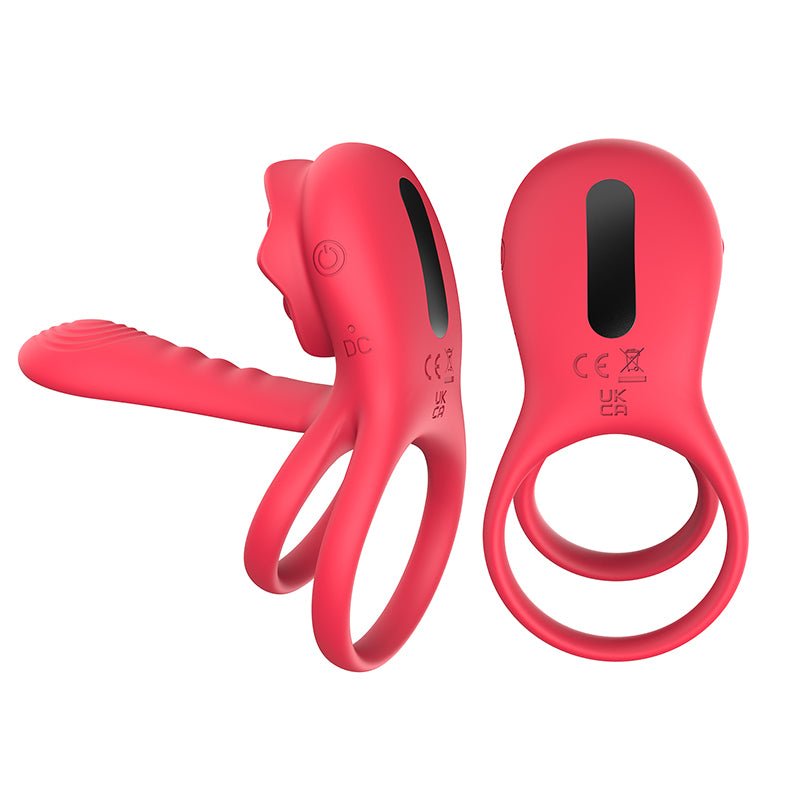 Dual - Motor Silicone Male Stimulation Ring with Rotating Sleeve, Remote Control & Vibrating Tongue - Nightloom Sex Toy Shop