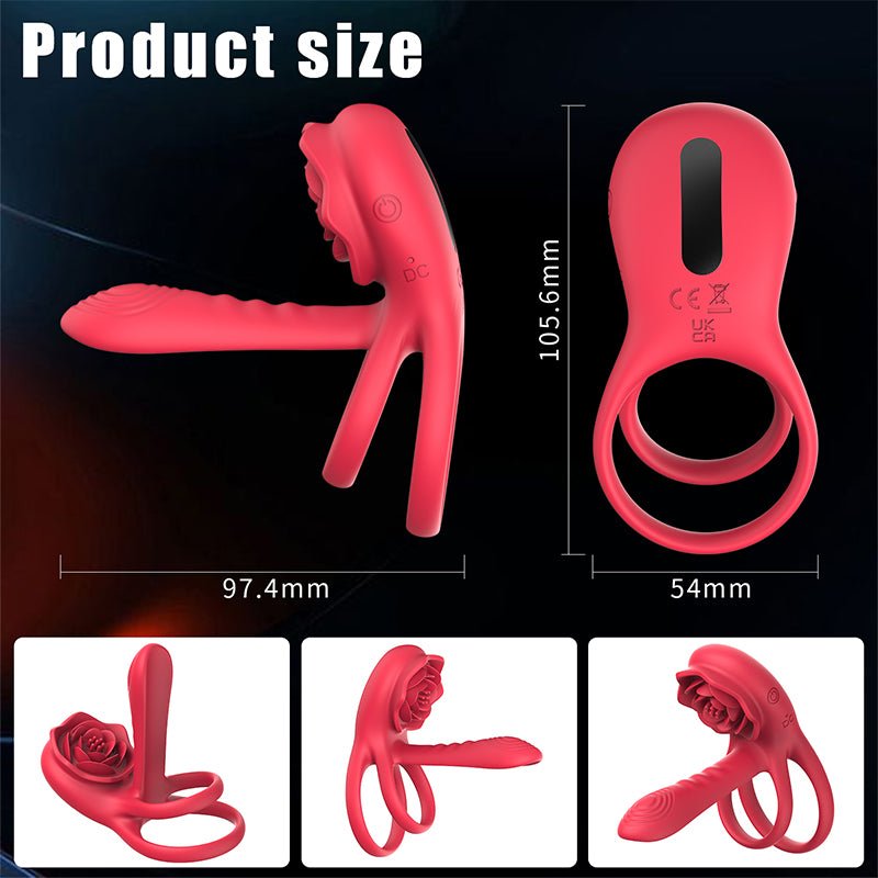Dual - Motor Silicone Male Stimulation Ring with Rotating Sleeve, Remote Control & Vibrating Tongue - Nightloom Sex Toy Shop