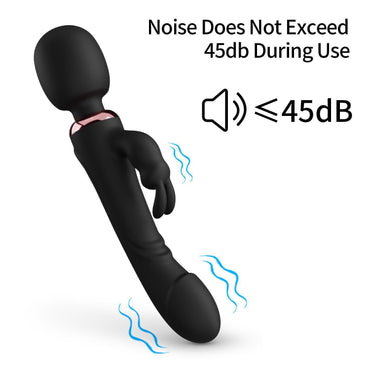 Black realistic penis head rabbit female vibrator noise less than 45 decibels