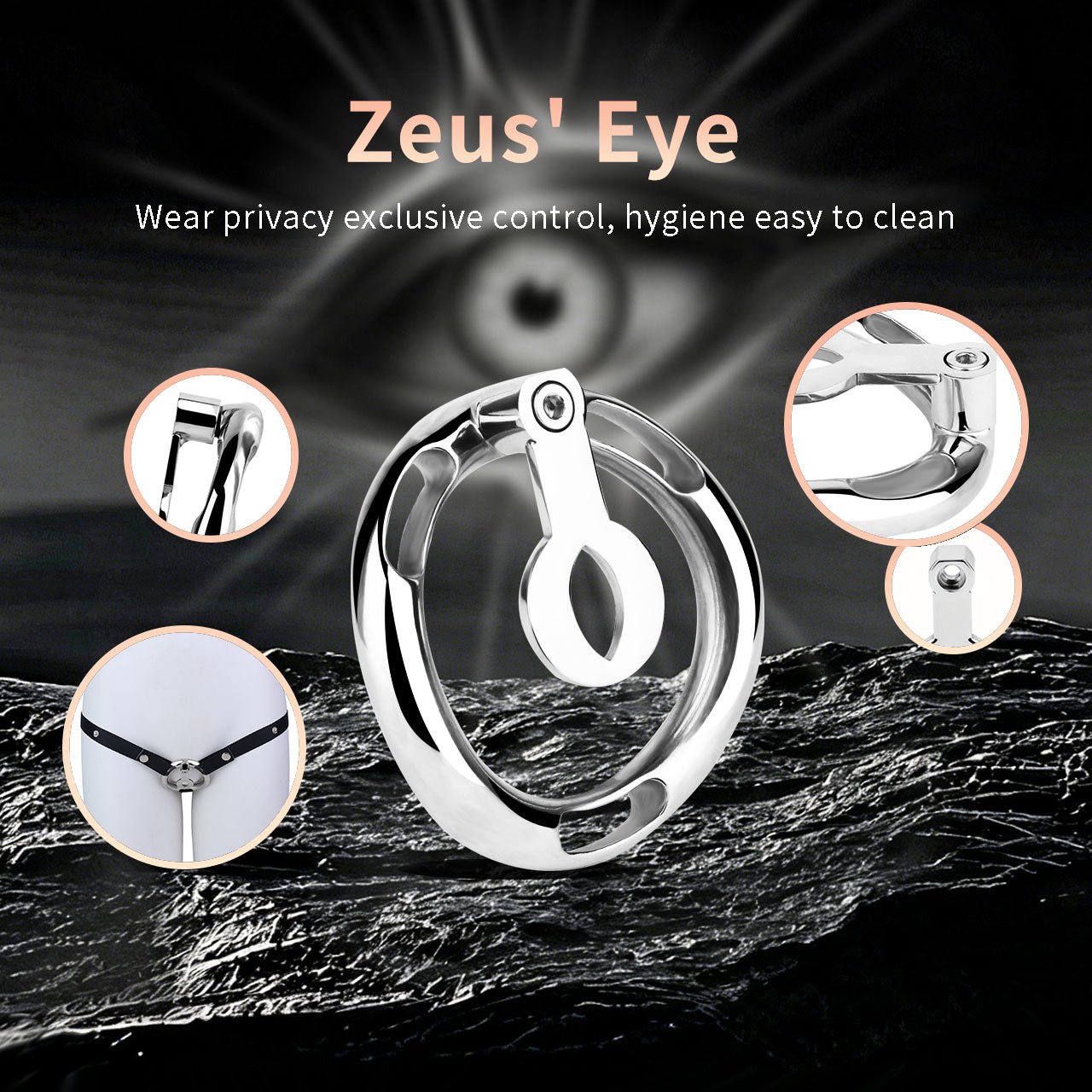 Ergonomic Stainless Steel Chastity Cage Auxiliary Ring Set with Adjustable Elastic Straps, Metal Anti - Off Ring & Allen Key Hardware - Nightloom Sex Toy Shop