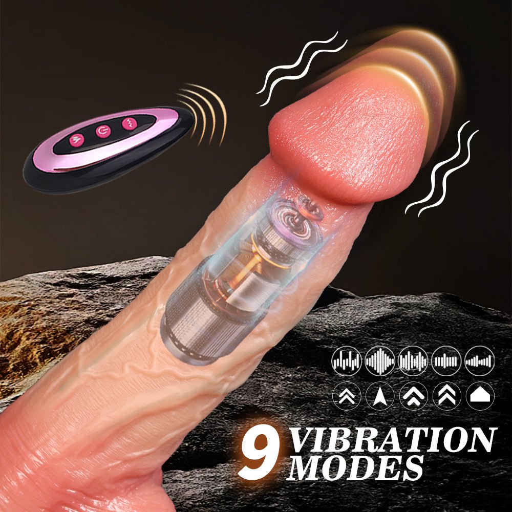 The flesh vein texture silicone vibrating dildo has 9 vibration modes