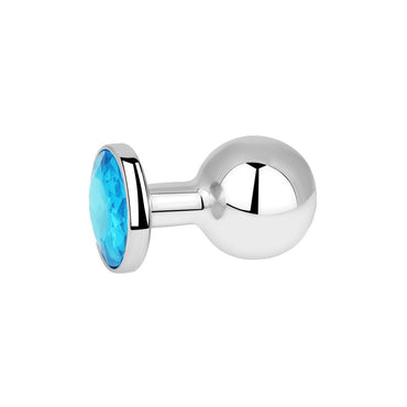 Gemstone-based metal butt plug with a single-sphere gemstone base