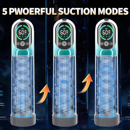 The handheld screen display electric male masturbator has 5 different suction modes