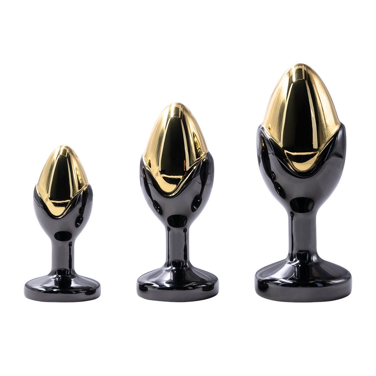 Luxury Gold - Tone Metal Anal Plug Set with Wide Base - Nightloom Sex Toy Shop