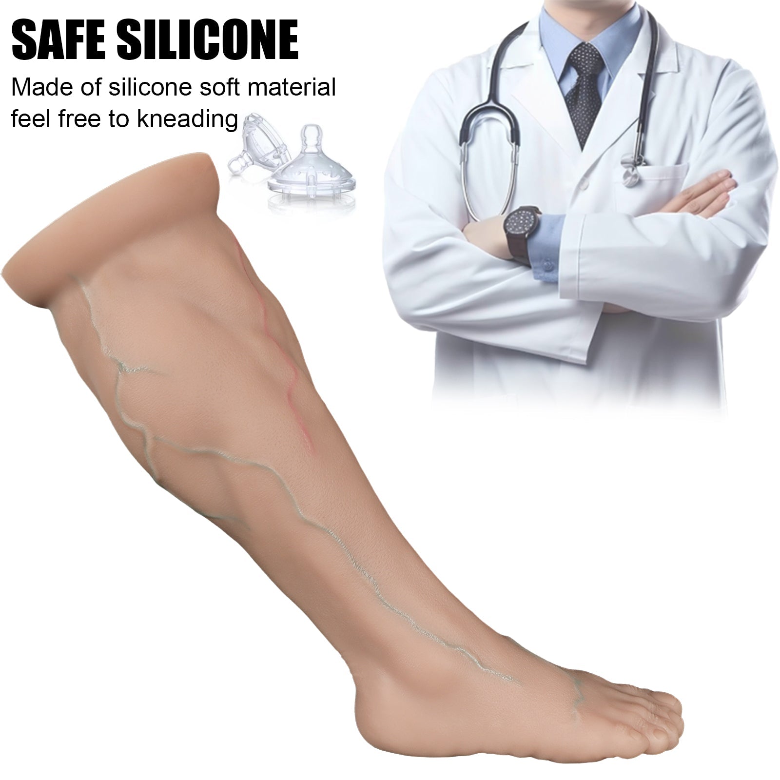Massive Realistic Leg & Feet Dildo, Huge Thick Veined Phallus with Suction Cup, Lifelike Muscle Texture Adult Toy for Advanced Users, Up to 17.7 Inches - Nightloom Sex Toy Shop