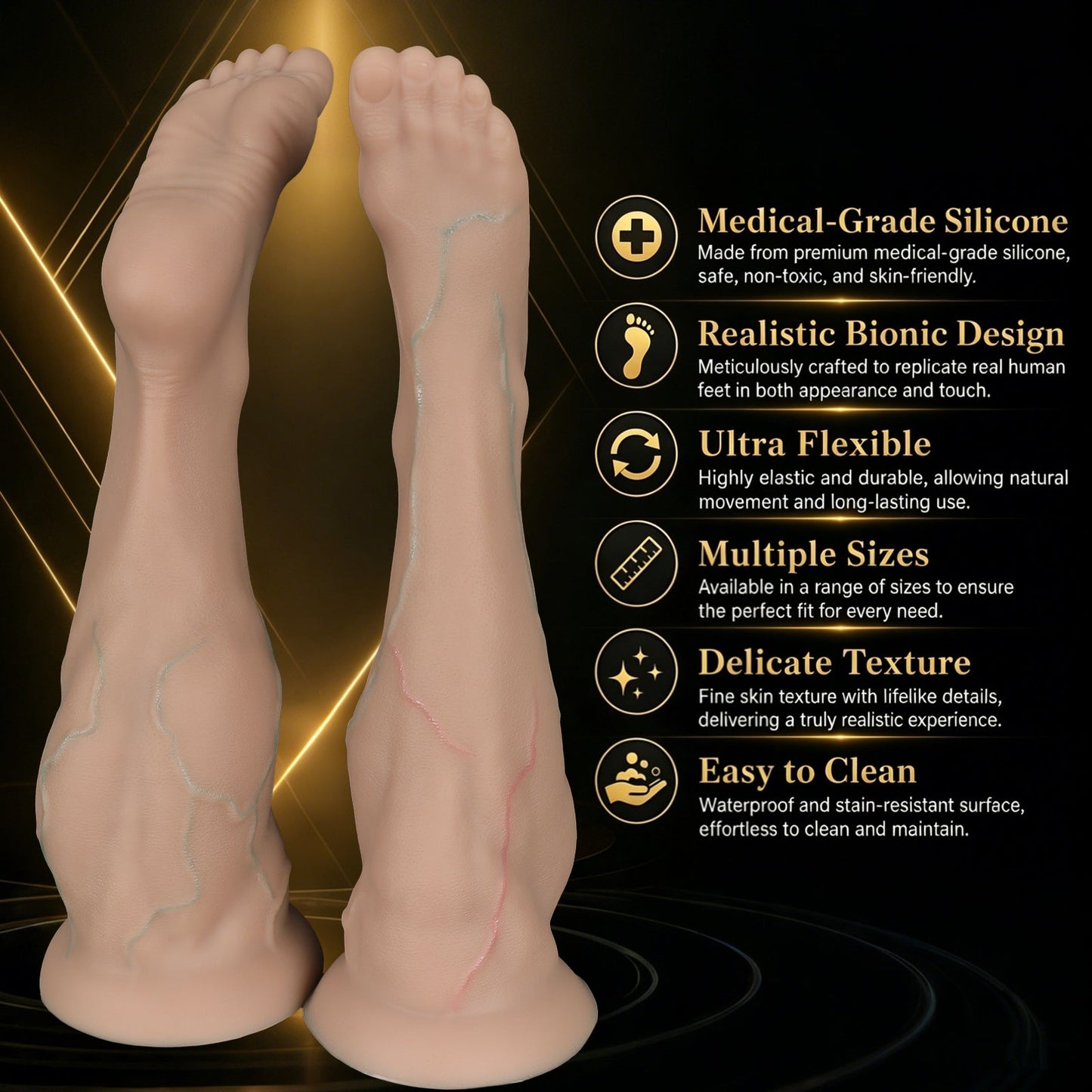 Massive Realistic Leg & Feet Dildo, Huge Thick Veined Phallus with Suction Cup, Lifelike Muscle Texture Adult Toy for Advanced Users, Up to 17.7 Inches - Nightloom Sex Toy Shop