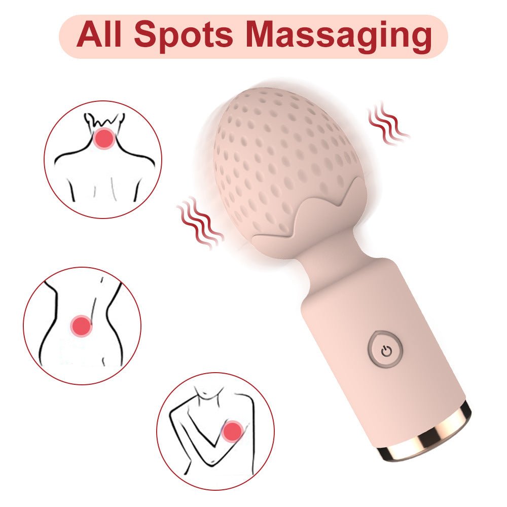 The mini strawberry design magic wand female vibrator is suitable for multi-area stimulation