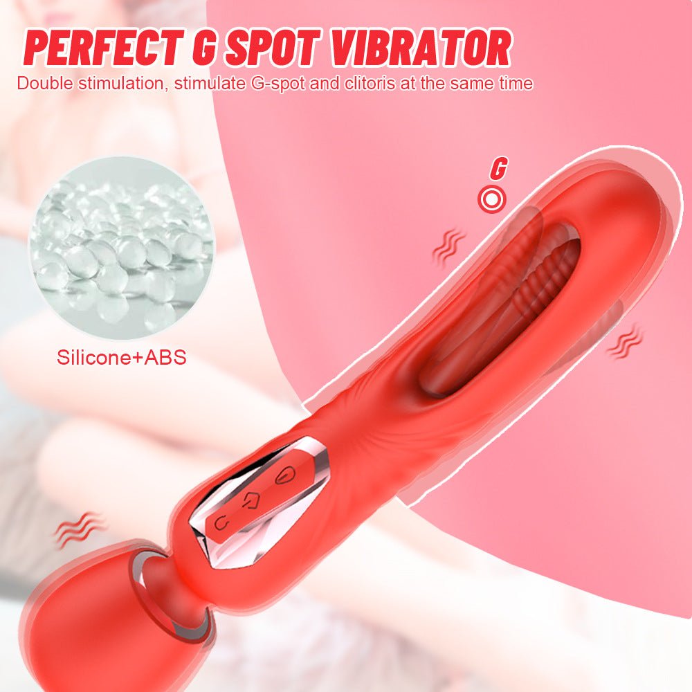 The orange magic wand female vibrator can stimulate both the vagina and clitoris simultaneously