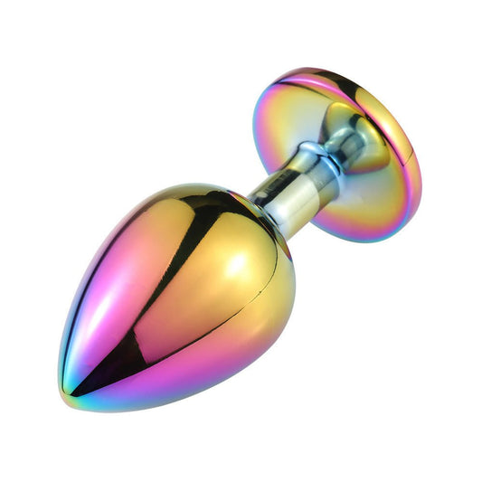 rainbow gemstone base metal butt plug