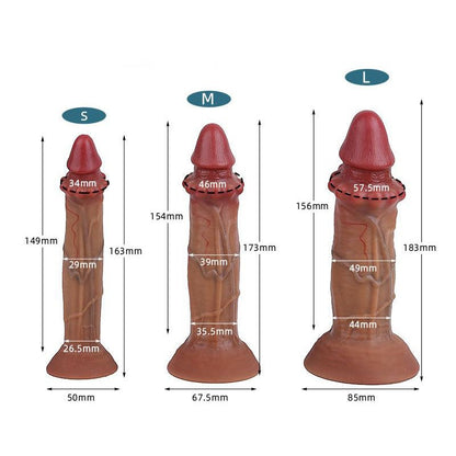 Realistic Beaded Silicone Dildo with Suction Base – Textured Insertable Design - Nightloom Sex Toy Shop