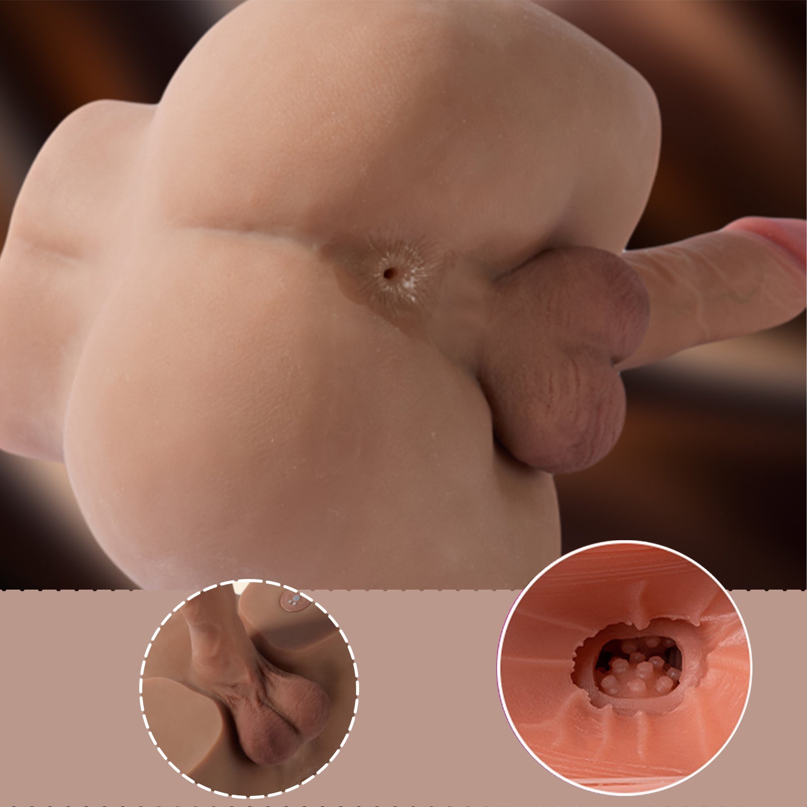realistic giant penis design electric male sex doll internal channel and penis detail display