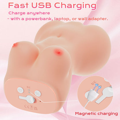 Realistic TPE flesh electric female sex doll uses USB charging