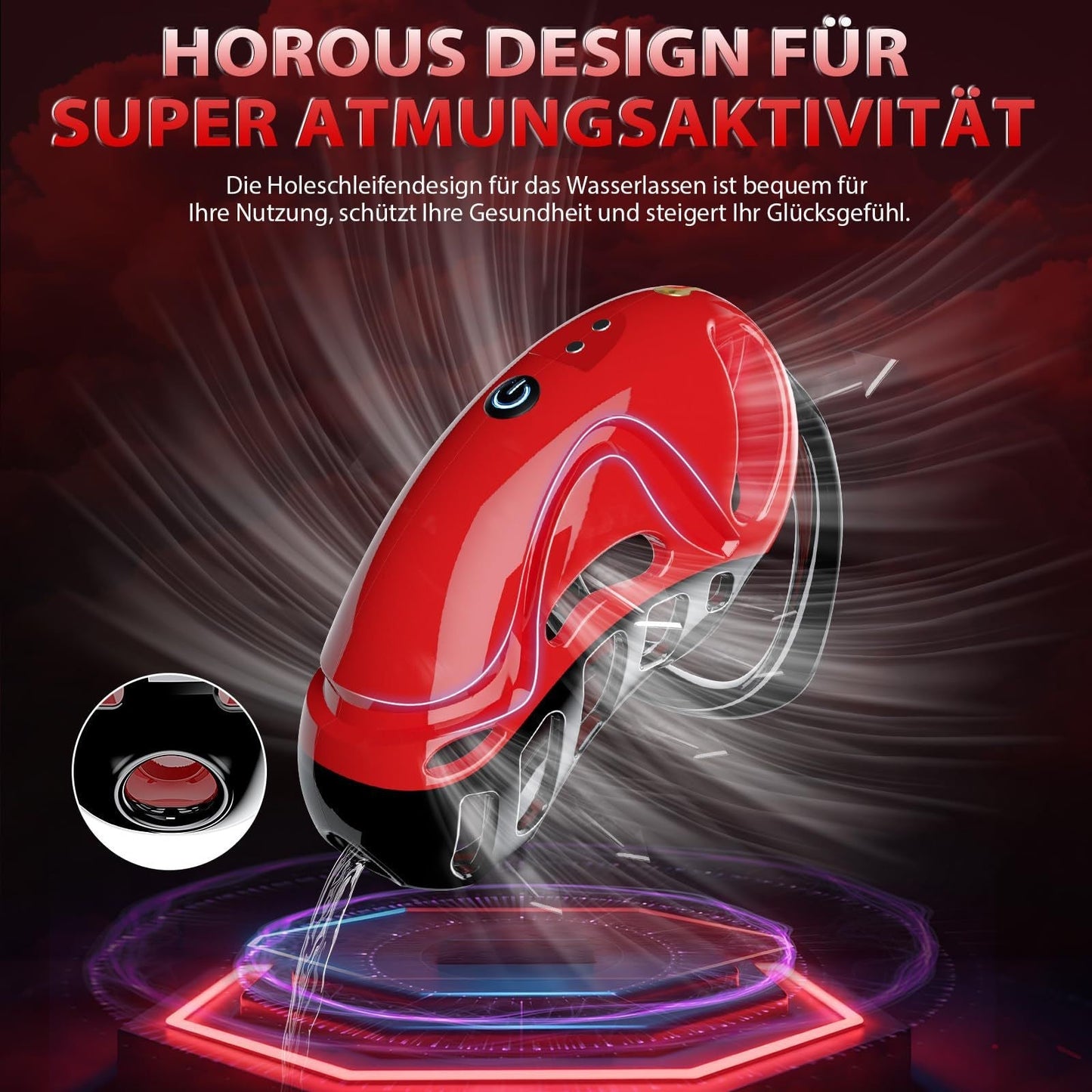 The red app control vibrating male chastity cage features a hollow design, making it highly breathable