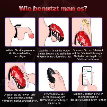 Red app control vibrating male chastity cage Instructions for use