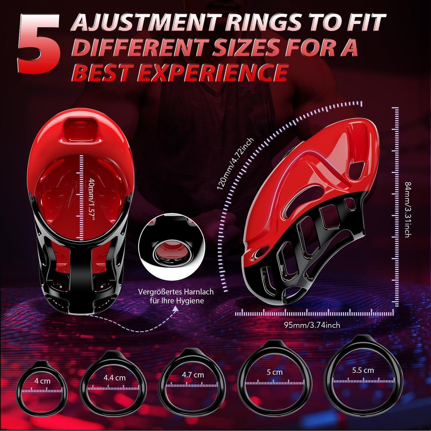 red app control vibrating male chastity cage size chart.