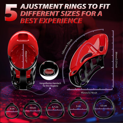 red app control vibrating male chastity cage size chart.