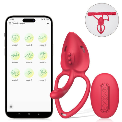 Red double clitoral stimulation ring design female vibrator