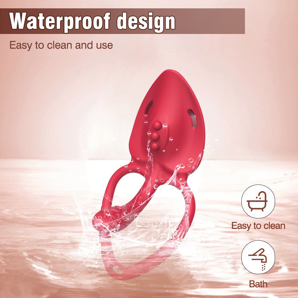 Red double clitoral stimulation ring design, female vibrator with waterproof design