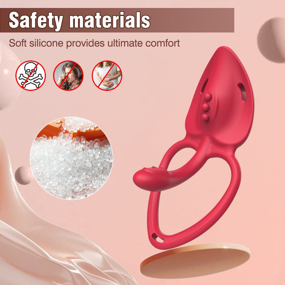 The red double clitoral stimulation ring design is safe for female vibrators and is made of silicone