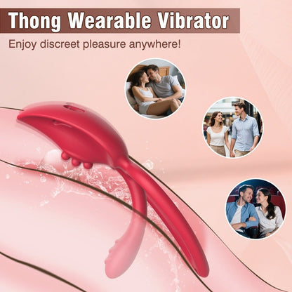 Red double clitoral stimulation ring design, female vibrator, suitable for outdoor wear