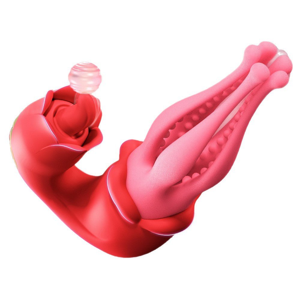 red rosebud shaped tongue suction clitoral vibrator