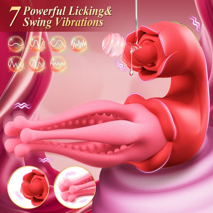 The red rosebud-shaped tongue suction clitoral vibrator has 7 suction modes