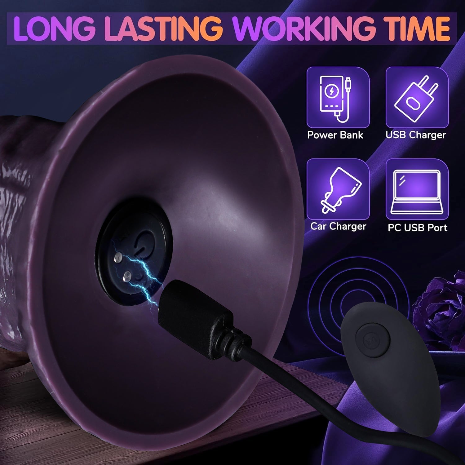 Remote Control Vibrating Silicone Dildo with Strong Suction Base - Nightloom Sex Toy Shop