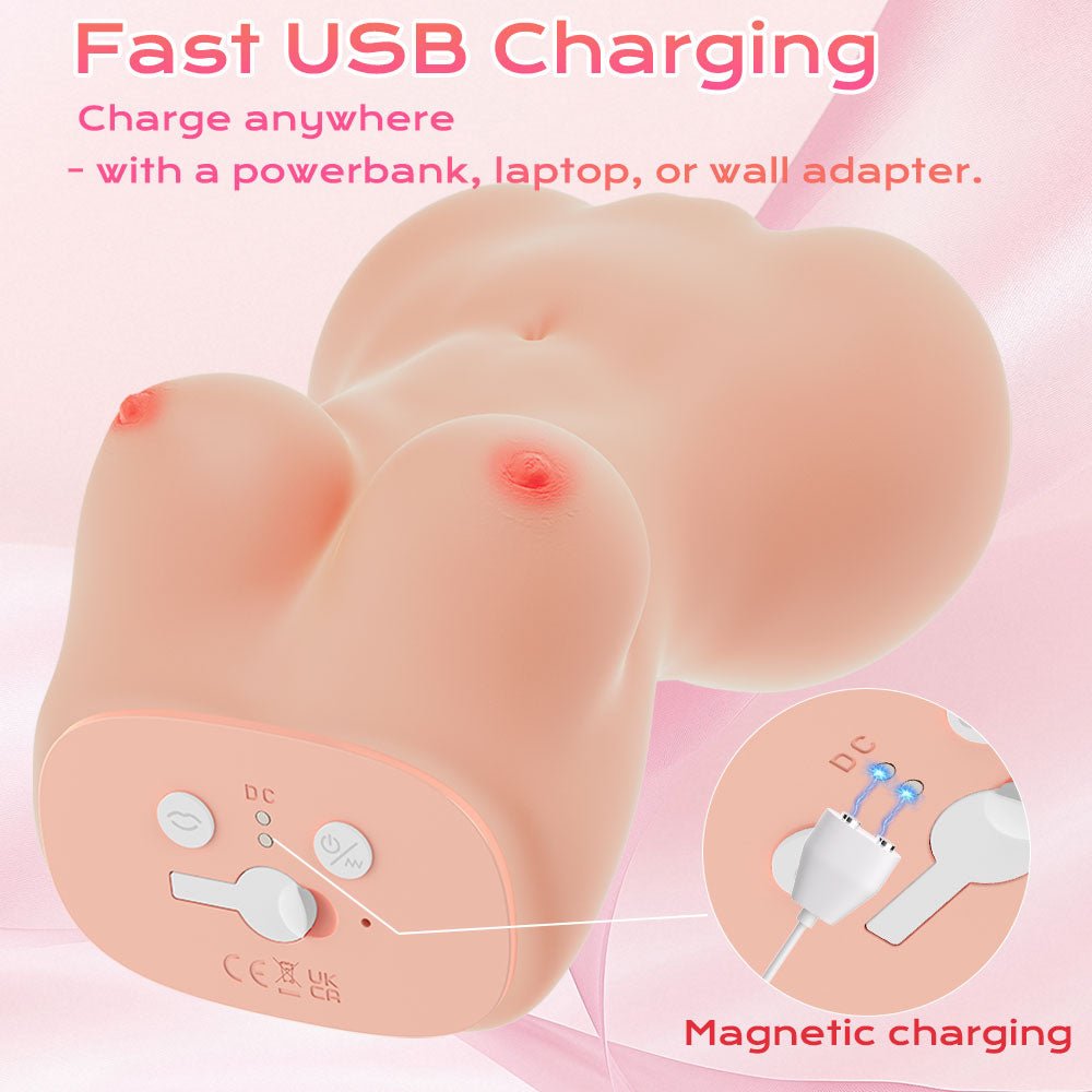 Remote - Controlled Vibrating TPE Female Torso Masturbation Toy with Textured Channel - Nightloom Sex Toy Shop