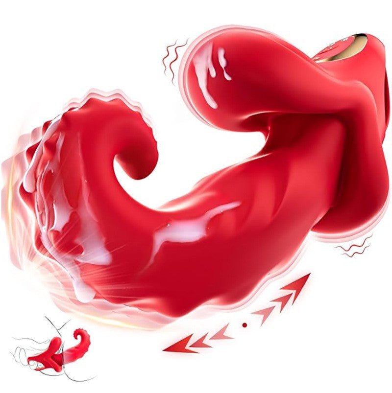 s shaped red curved tongue female vibrator