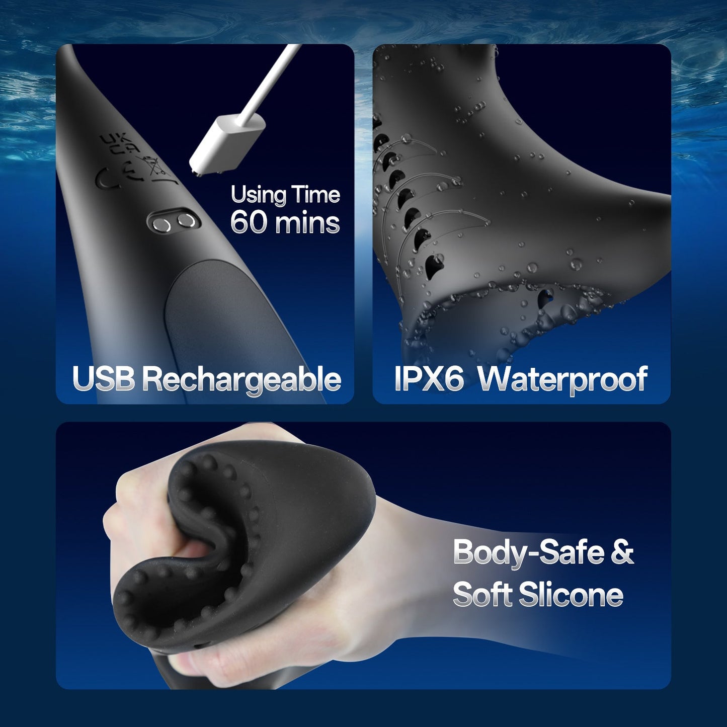 Shark Shape Rechargeable Silicone Vibration Male Stroker - Nightloom Sex Toy Shop