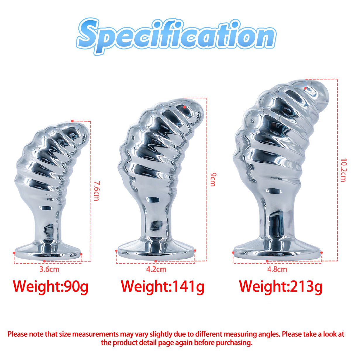 silver gemstone base threaded metal butt plug size chart