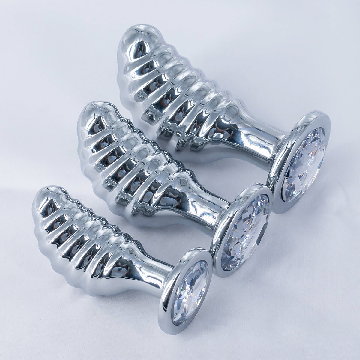 Silver Spiral Metal Plug with Crystal Base - Nightloom Sex Toy Shop