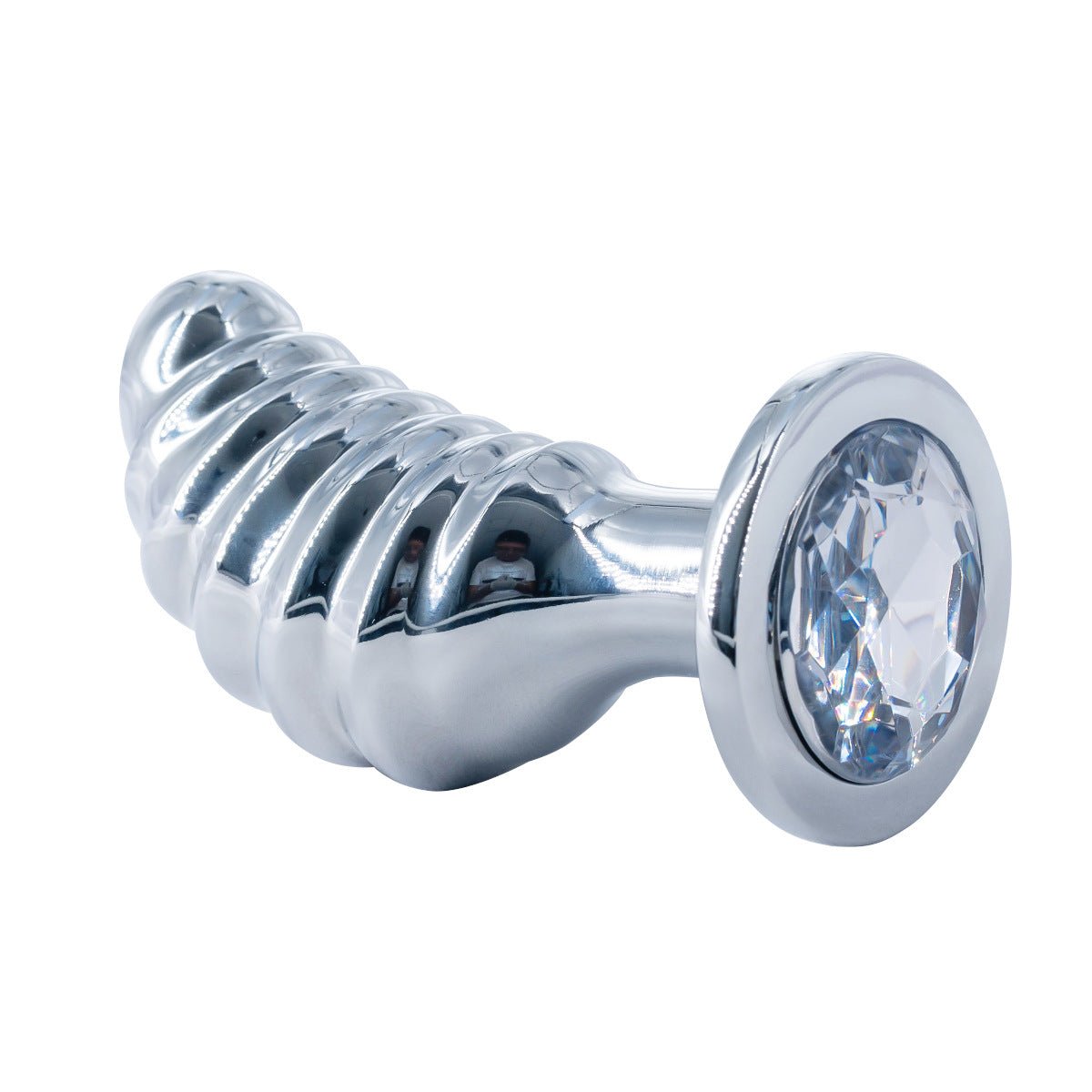 Silver Spiral Metal Plug with Crystal Base - Nightloom Sex Toy Shop