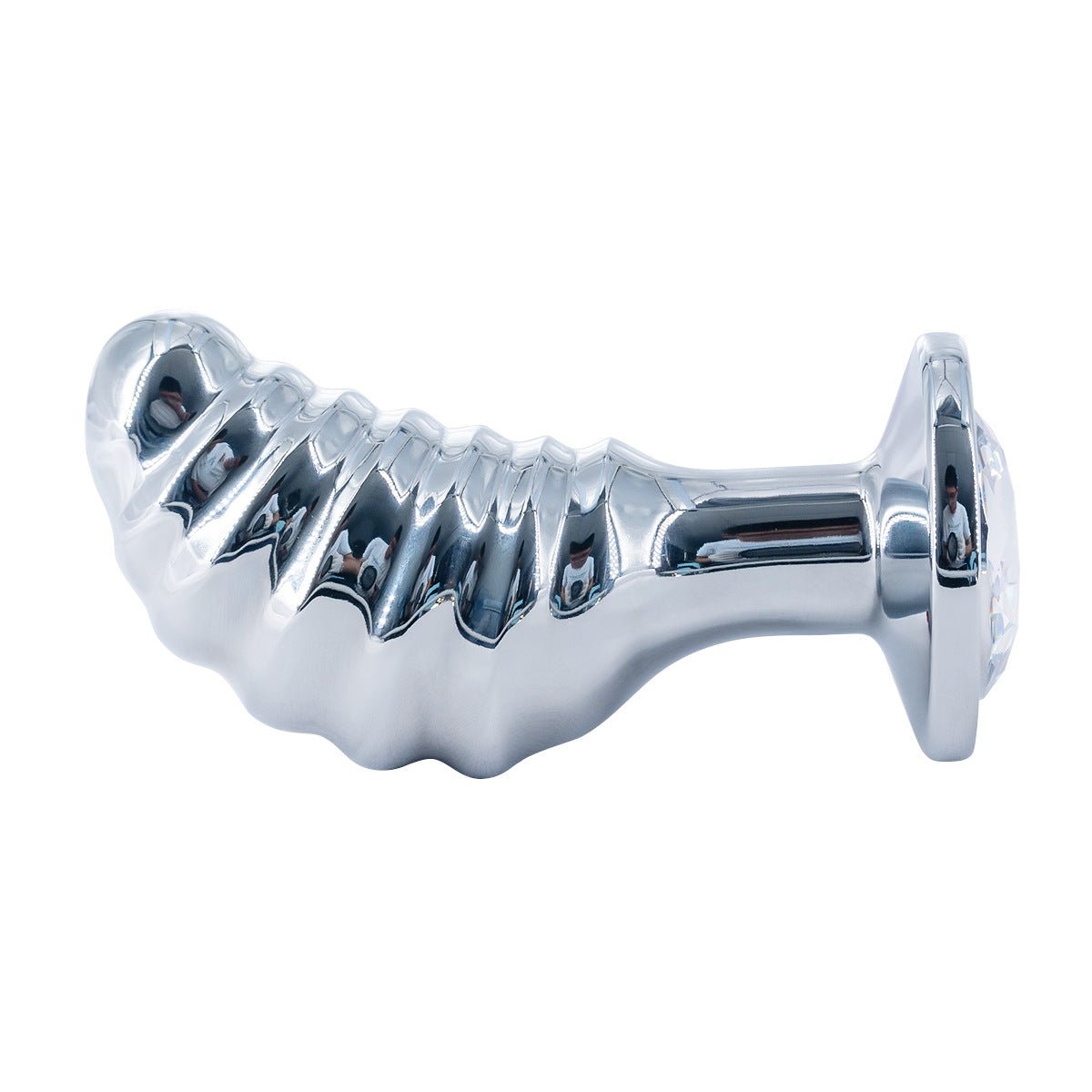 Silver Spiral Metal Plug with Crystal Base - Nightloom Sex Toy Shop