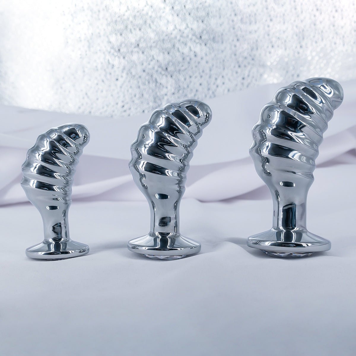 Silver Spiral Metal Plug with Crystal Base - Nightloom Sex Toy Shop