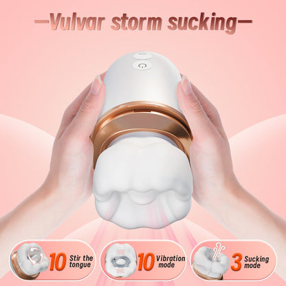 The tongue-designed clitoral suction female vibrator provides powerful suction pleasure