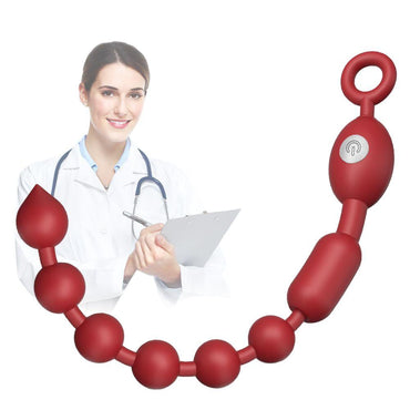 Vibrating Beaded Silicone Anal Plug with Suction Base - Nightloom Sex Toy Shop