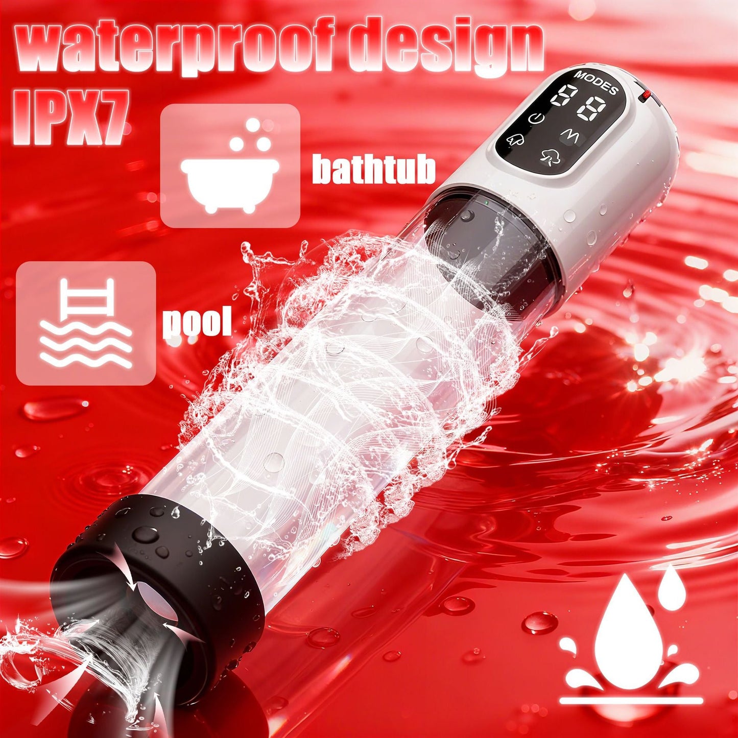 White handheld electric multifunctional male masturbator with waterproof design