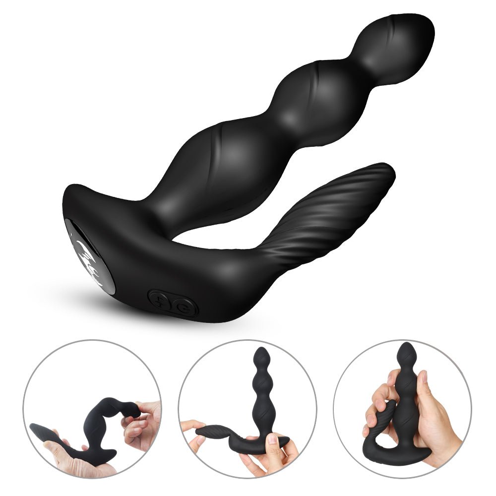 Wireless Remote Control Dual - Motor Vibrating Anal Plug with Perineal Stimulator - Nightloom Sex Toy Shop