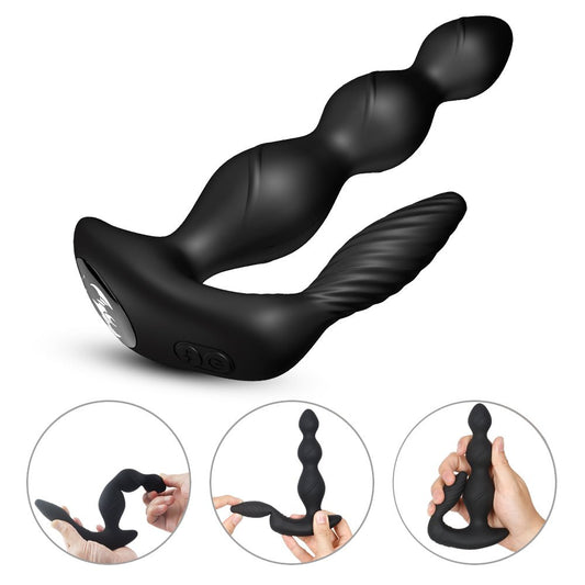 Wireless Remote Control Dual - Motor Vibrating Anal Plug with Perineal Stimulator - Nightloom Sex Toy Shop