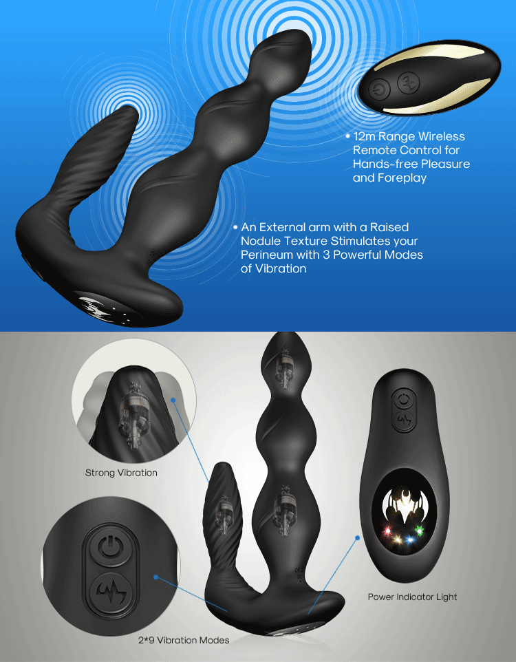 Wireless Remote Control Dual - Motor Vibrating Anal Plug with Perineal Stimulator - Nightloom Sex Toy Shop