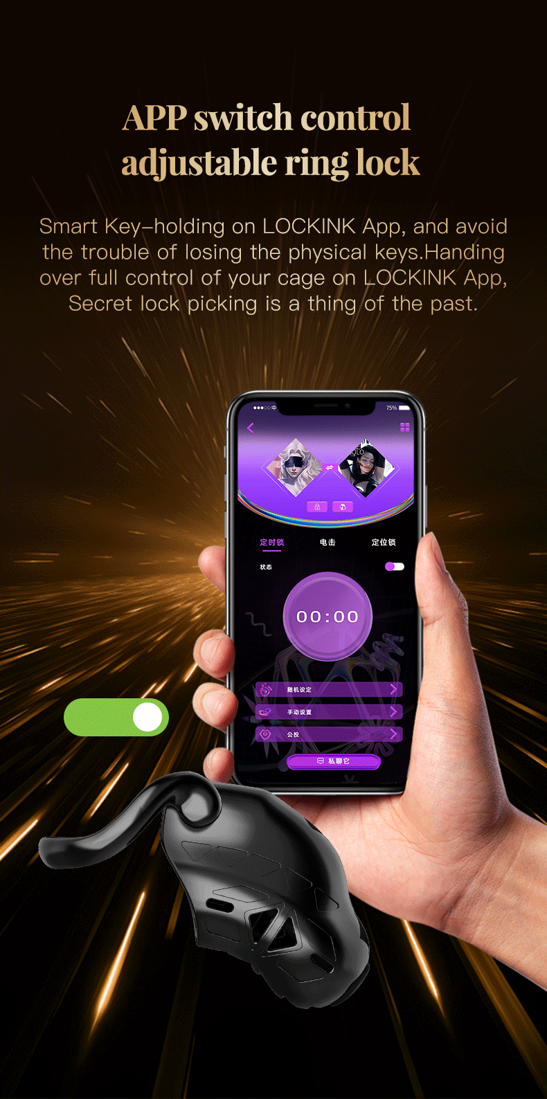 Bluetooth Chastity Device with Electric Pulse & Remote App Control